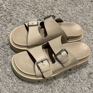 H&M Cream Double Buckle Slides